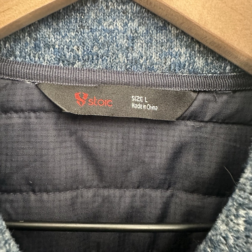 Stoic Sweater Fleece Jacket Mens Large Blue Quilted Yoke Full Zip Outdoor warm - Picture 6 of 11